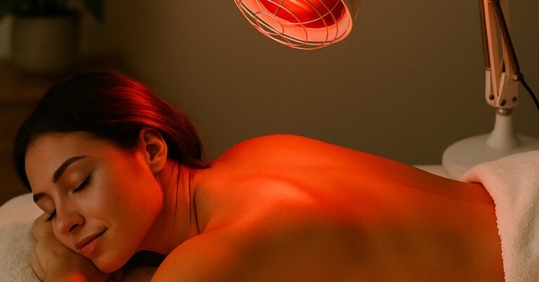 female receives infrared therapy