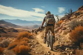 Mountain biker riding near Reno after sports recovery massage at Reno Massage Tree in Nevada